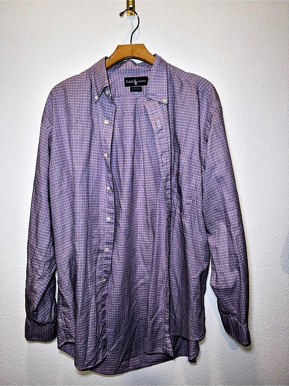 Ralph Lauren Yarmouth Plaid Button-Down Shirt – Lavender/Purple – 16½ 34/35